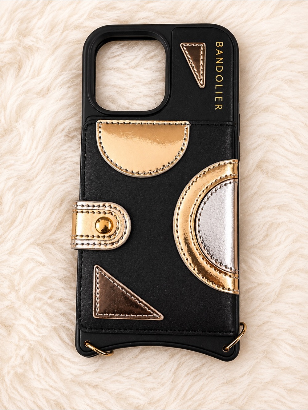 Bandolier Black Phone Case with Gold and Silver Metallic Accents